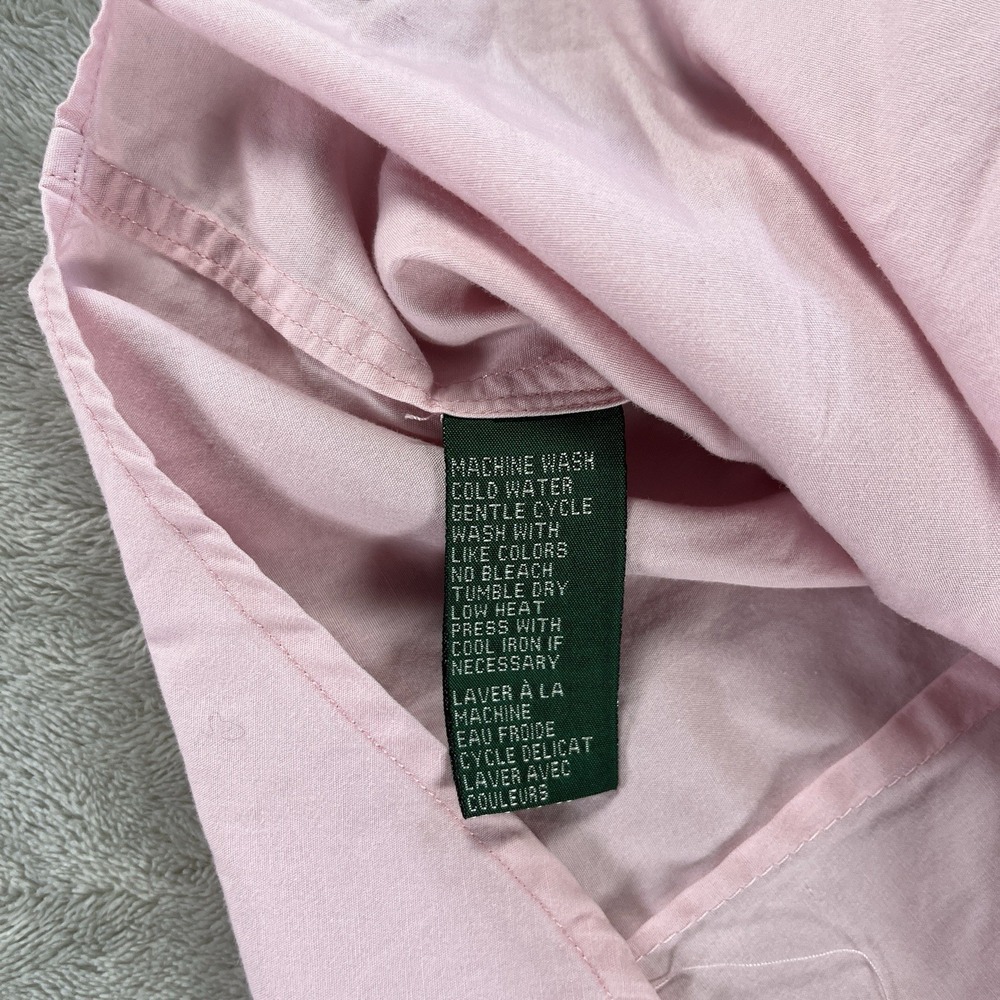 Vintage Y2K Lauren Ralph Lauren Button Down Shirt 10 Pink Contrast Old Money - Picture 9 of 13